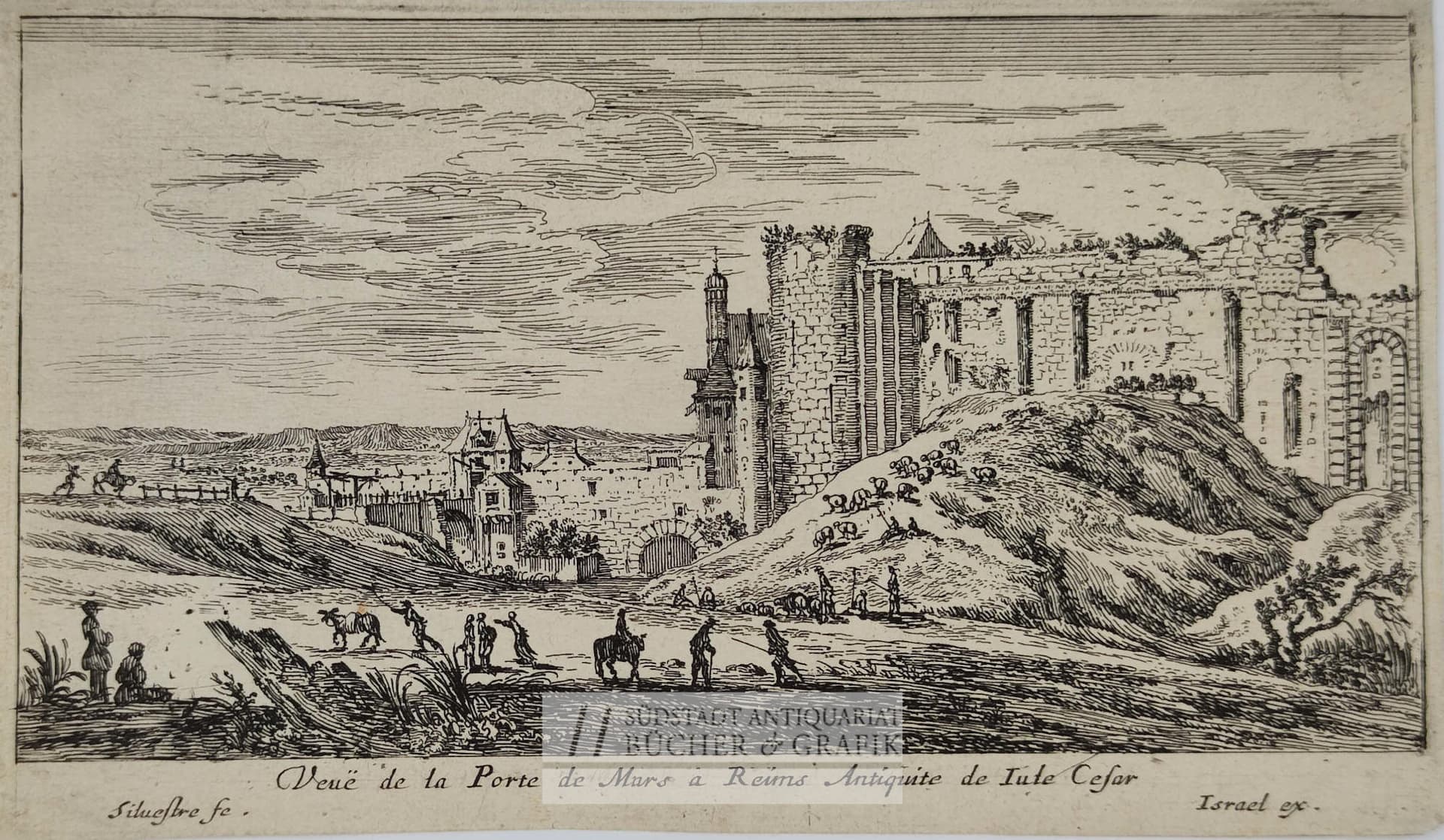 Veue de la Porte de Mars a Reims Antiquite de Iule Cesar