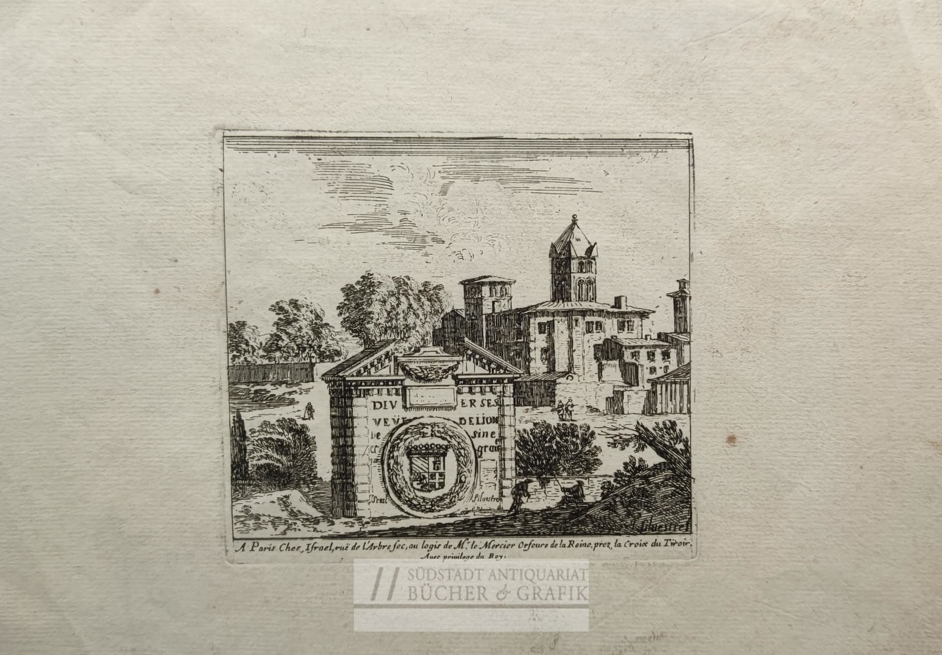 A Paris- Chez Israël, rue de l`Arbre sec, au logis de Mr le Mercier Orfeure de la Reine, prez la Croix du Tiroir. Avec priuilege du Roy. la Croix du Tiroir, au logis de Monsieur le Mercier Orfeureordinaire delà Reyne.