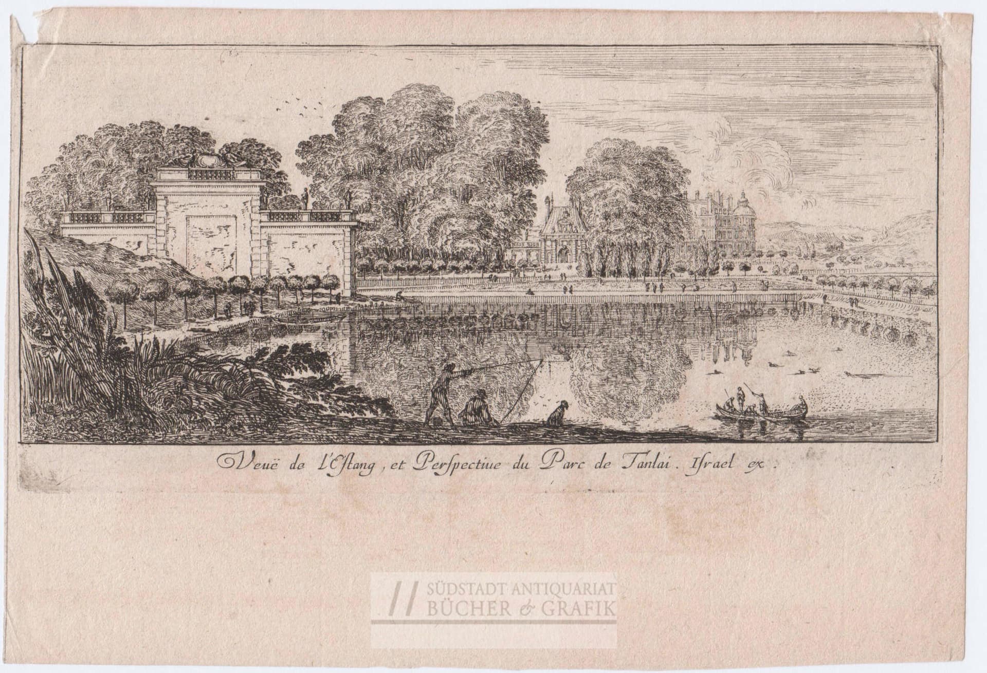 Veuë de l`Estang, et Perspective du Parc de Tanlai.
