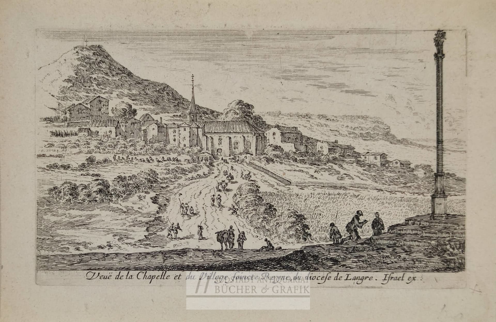 Veue de la Chapelle et du Village saincte Reyne, du diocese de Langre.