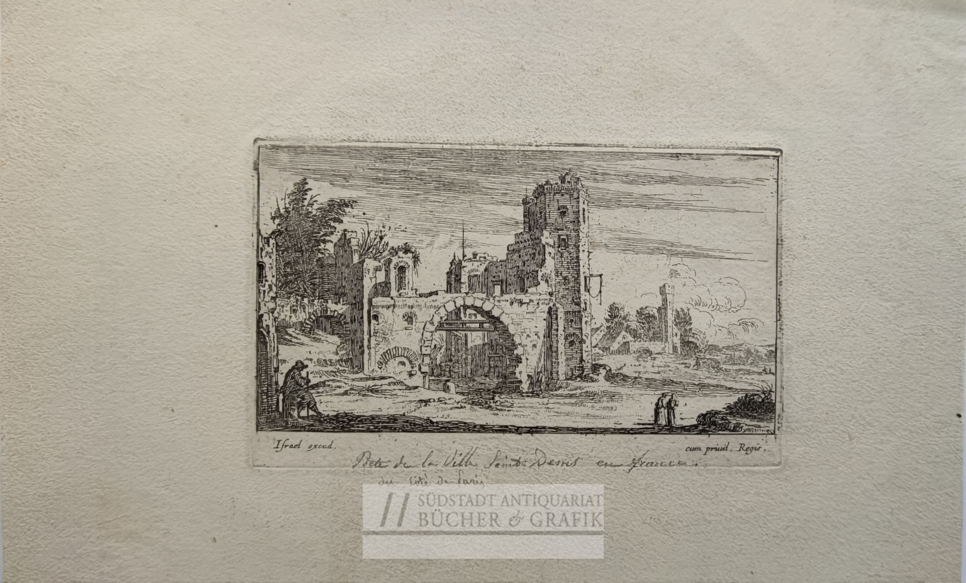 Veuë d`une des portes de la Ville S` Denis du coste de Paris.