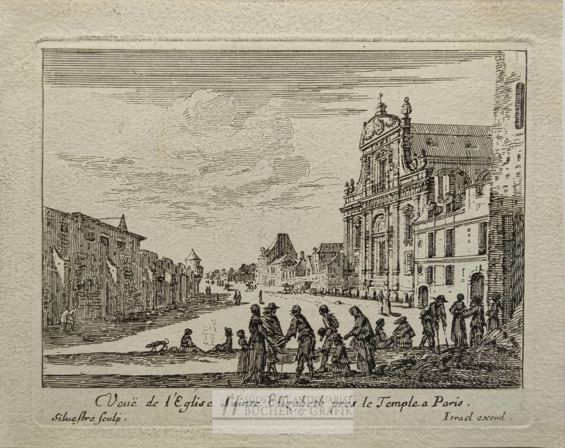 Veuë de l`Eglise Sainte Elisabeth prés le Temple a Paris.