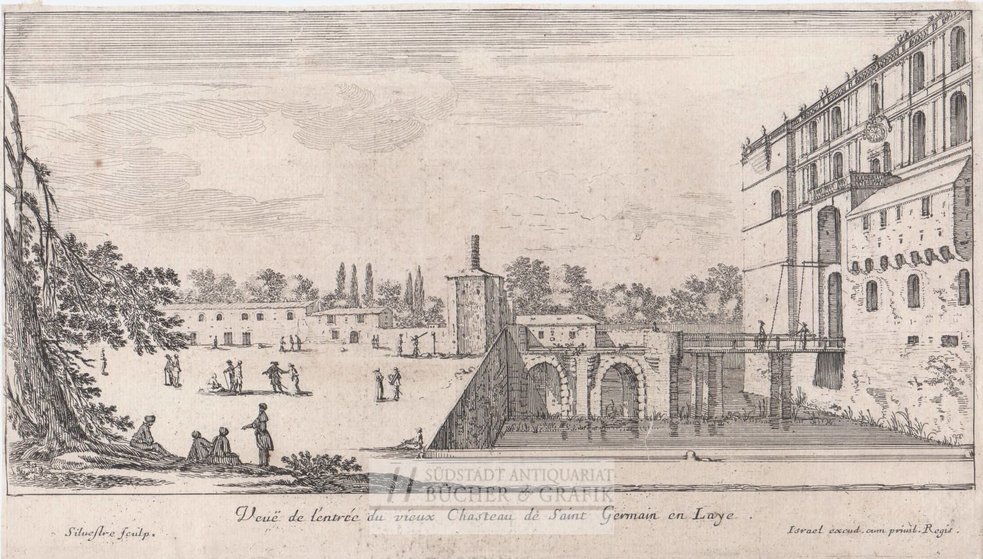 Veuë de l`entrée du vieux Chasteau de Saint Germain en Laye.