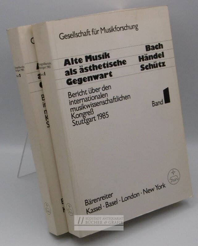 Alte Musik als ästhetische Gegenwart Bericht über den internationalen musikwissenschaftlichen Kongress der Gesellschaft für Musikforschung. Stuttgart 1985. 2 Bände.